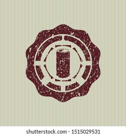 Red soda can icon inside distress grunge style stamp