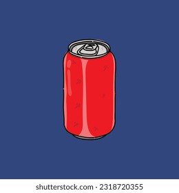 la soda roja puede el diseño de ilustración vectorial en un fondo azul