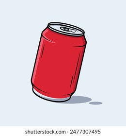 Ilustración vectorial de lata de refresco rojo. Conveniente para el elemento de diseño de la bebida y la bebida de dibujos animados.