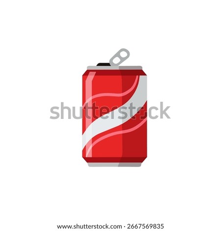 Red Soda Can Vector Illustration with White Stripe and Opened Lid Design