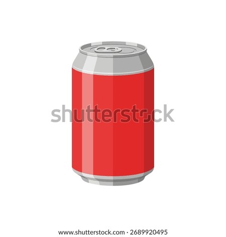 Red Soda Can Vector Illustration with Blank Label on White Background, Perfect for Beverage Mockup Designs and Refreshment Concepts.