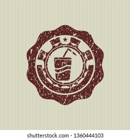 Red soda icon inside distressed grunge stamp