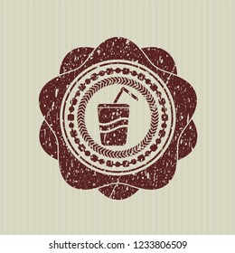 Red soda icon inside rubber grunge texture stamp