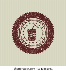 Red soda icon inside rubber grunge texture seal