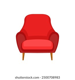 Red sofa or armchair flat vector design isolated on white background