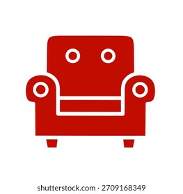 red sofa chair vector on white background.