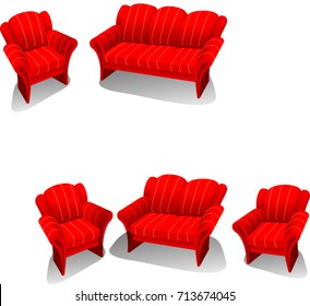 Red sofa.Red couch