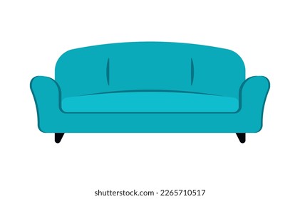 Red Sofa and Couch Icon in Cartoon Furniture for Room  Interior Decoration Vector Illustration Element