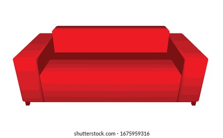 red sofa couch, vector illustration