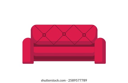 red sofa. Flat design vector illustration