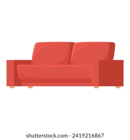 Rotes Sofa Symbol Cartoon Vektorgrafik. Zimmer schmutzig alt. Lederreinigung
