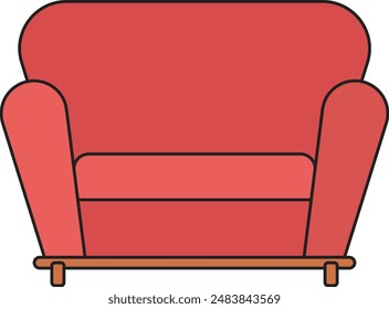 red sofa illustration isolate on white