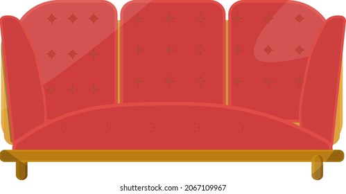 Red sofa, illustration, vector on a white background.