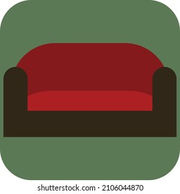 Red sofa, illustration, vector on a white background.