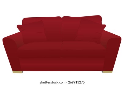 red sofa isolated on white background