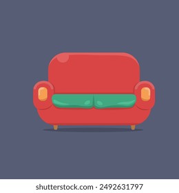 red sofa in isolated vector design.