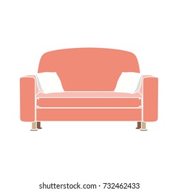 red sofa on white icon