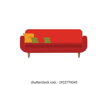red sofa, vector illustration on a white background 