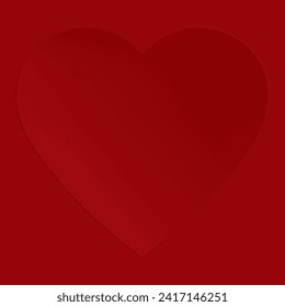 Red soft 3D heart shape illustration for cosmetic product display. Valentine's day greeting card template. 