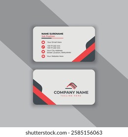 Red and soft black modern simple and clean business card vector template.