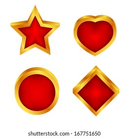 red soft figures in gold frame