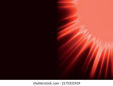 Red Solar Corona with Rays of Light on a Dark Background - Abstract Colored Illustration, Vector