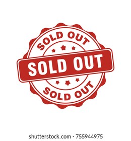 red sold out circular sign label stamp