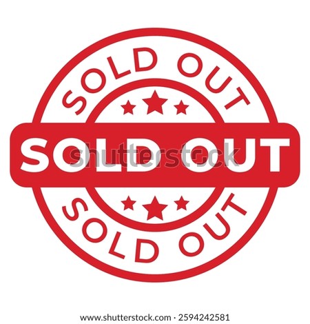 Red Sold Out isolated stamp, sticker, sign with Stars vector illustration