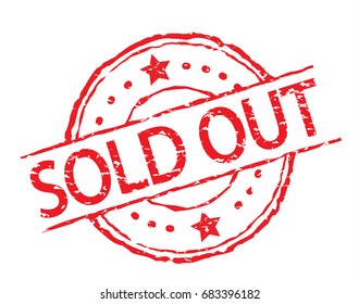red sold out label stamp icon sign