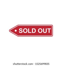 red sold out mark label or sticker vector design template