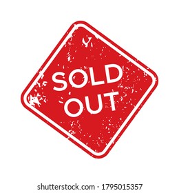 Red sold out rubber stamp. Isolated vector grunge sold out seal, illustration retail vintage stencil unclean insignia