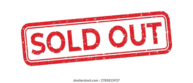 Red Sold out Rubber Stamp square frame texture design on white background