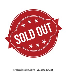 Red Sold Out Stamp or Label Isolated on White Background Vector