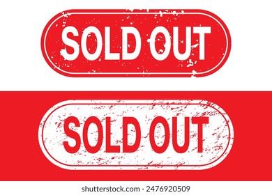 Red Sold out tag, sticker, label, sign stamp. Seles, price tag button and label design. Set of colorful stickers, price and offer tag. Sold out colorful stamp text on white background.