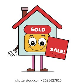 A red "SOLD" sign hangs over a "For Sale" real estate sign in front of a house, symbolizing a closed deal and successful home purchase or sale.
