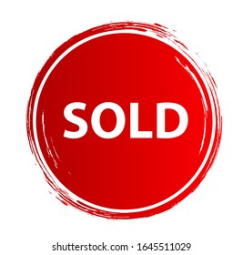 Red sold sign. Vector icon.
