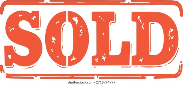 Elemento gráfico de sello vendido rojo