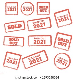 logotipo de sello vendido en rojo. Se vendieron estampillas grunge. Etiqueta de venta