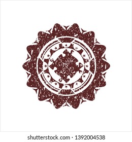 Red solution icon inside distressed rubber texture