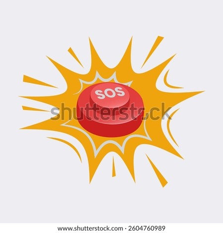 Red SOS button for emergency alarm stock illustration