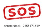 Red SOS isolated grunge stamp, sticker, header vector illustration