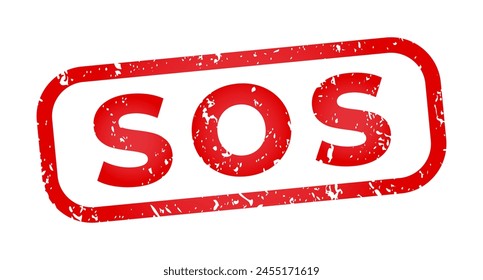 Red SOS isolated grunge stamp, sticker, header vector illustration