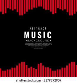Marco de onda de sonido rojo. Marco ecualizador cuadrado con patrones de línea aislados en fondo negro. Plantilla del logotipo del músico de borde. Sonido de sonido de ondas redondeadas.