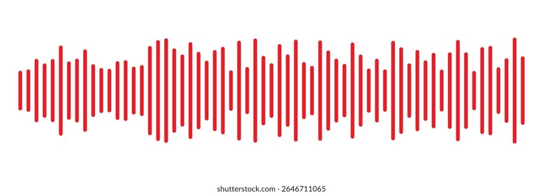 Red sound wave icon. Red Podcast soundwave line of voice. Record music player in red colour. Mobile talk track. Red Sound waves for voice message. Audio wave icon.Waves of the equalizer. 