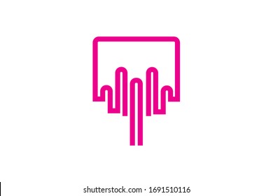 Logo de la onda de sonido roja aislado en fondo blanco