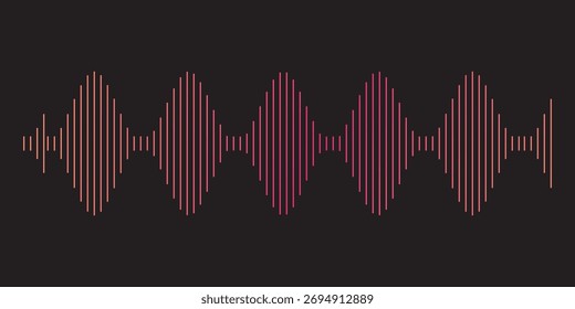 Forma de onda de sonido rojo sobre fondo negro Música Abstractas de ecualizador de visualización de audio digital. Ilustración vectorial.