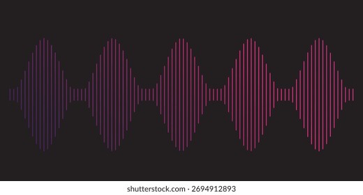 Forma de onda de sonido rojo sobre fondo negro Música Abstractas de ecualizador de visualización de audio digital. Ilustración vectorial.