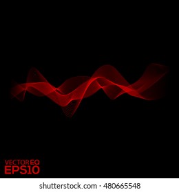 Red Sound Waves. Abstract Background. Vector Illustration