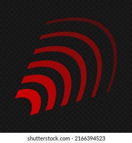 Red sound waves isolated on black transparent background. Vector.