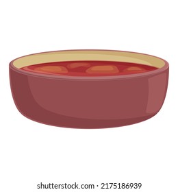 Red soup icon cartoon vector. Dinner food. Breakfast dish